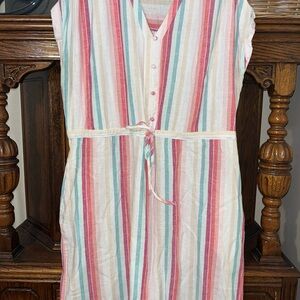 Time and Tru women’s' cap sleeve Striped Button-Front Dress
